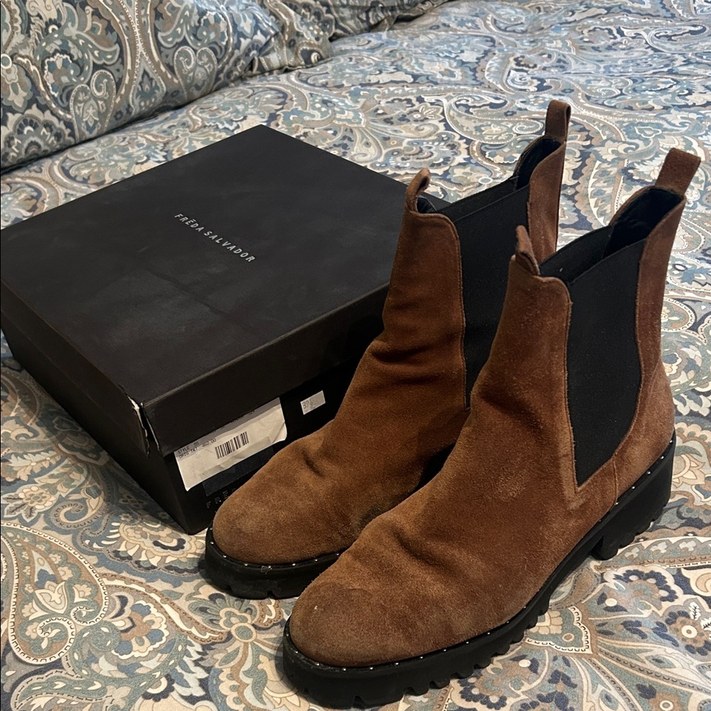 Freda Salvador Chestnut Suede Ankle Boots